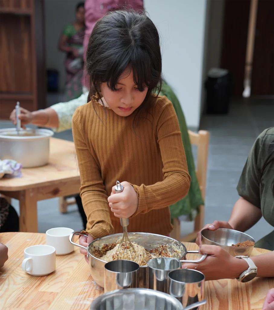 kids kneading dough